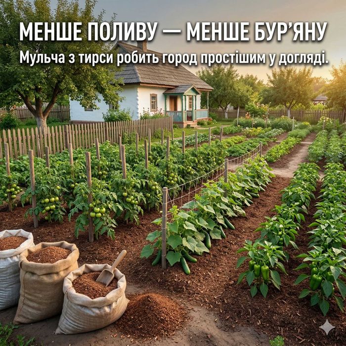 Чернозем, перегной, опилки, тирса — мульча для почвы