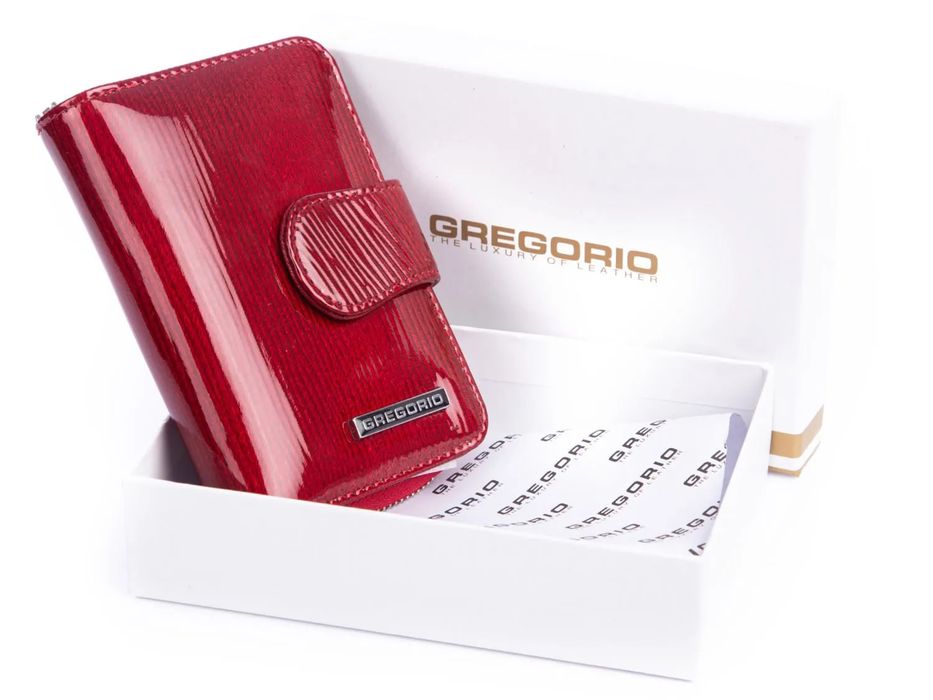 portfel damski  czerwony lakierowany  gregorio