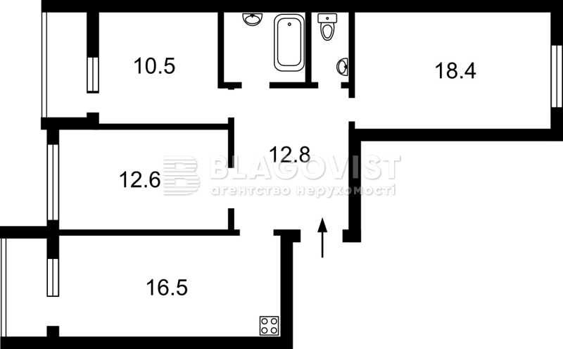 3-кімнатна квартира за адресою (площа 80,1 м²) - Atlanta.ua - фото 2
