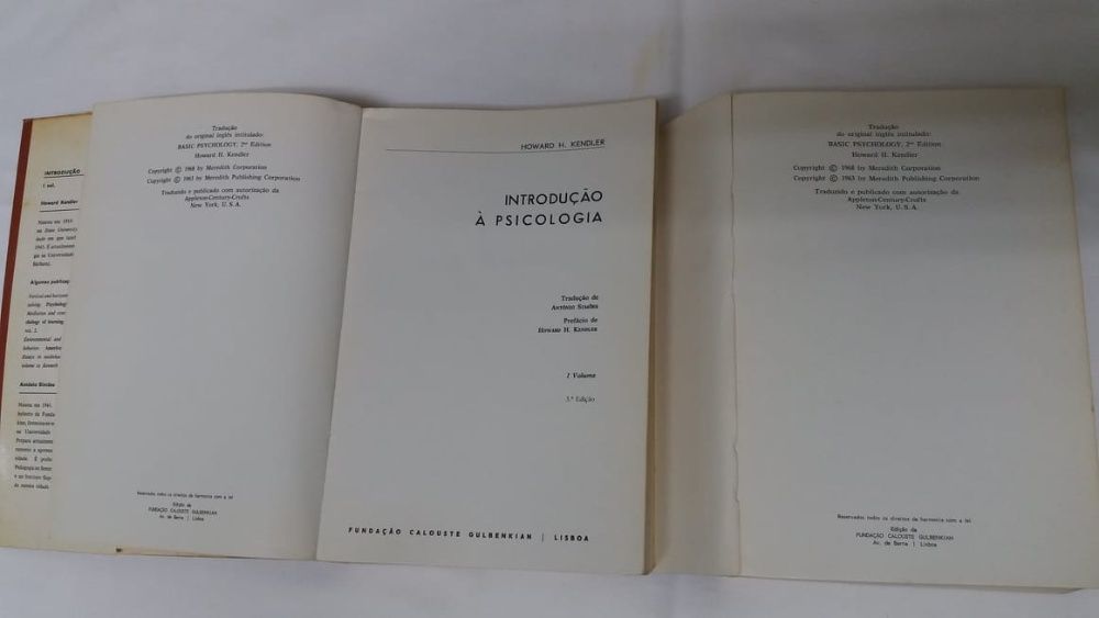 "Introdução à Psicologia" - 2 Volumes de Howard H. Kendler