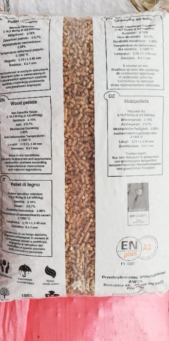 Pellet Anpol 6mm Certyfikat EN plus A1 Dostawa Gratis HDS Winda !!
