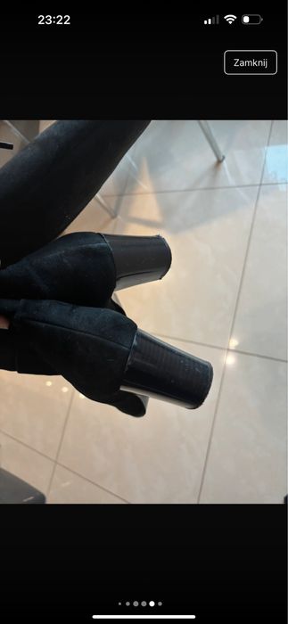 Kozaki skorzane wysokie czarne