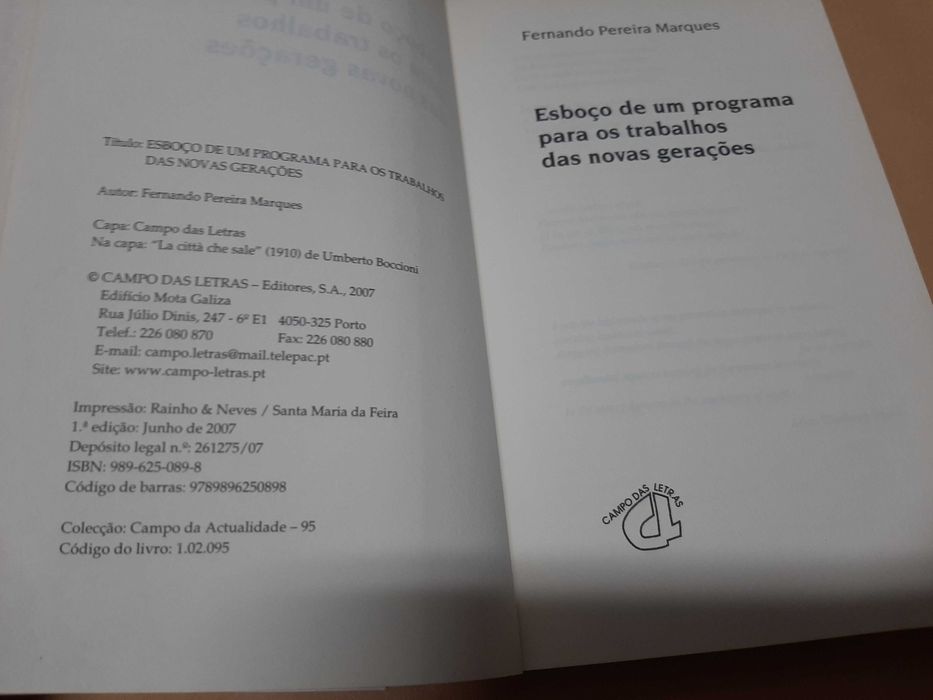 Esboço de um Programa para os Trabalhos das Novas Gerações