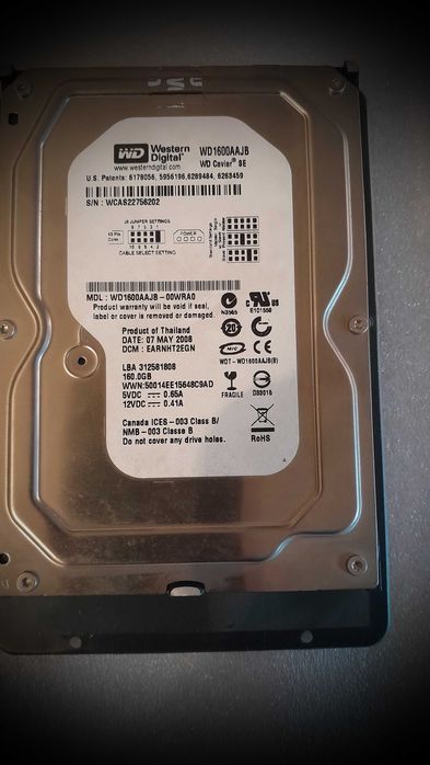 Dysk HDD WD WD1600AAJB 3,5" 160GB 7200obr. IDE/ATA JAK NOWY okazja