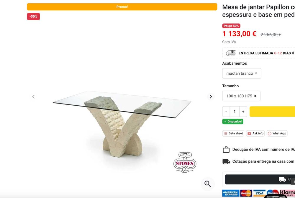 Mesa Sala de jantar imitar Pedra