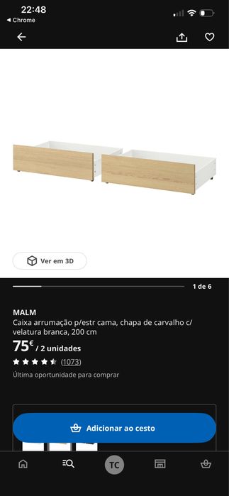 2 gavetas/ gavetões de arrumação Malm storage novas