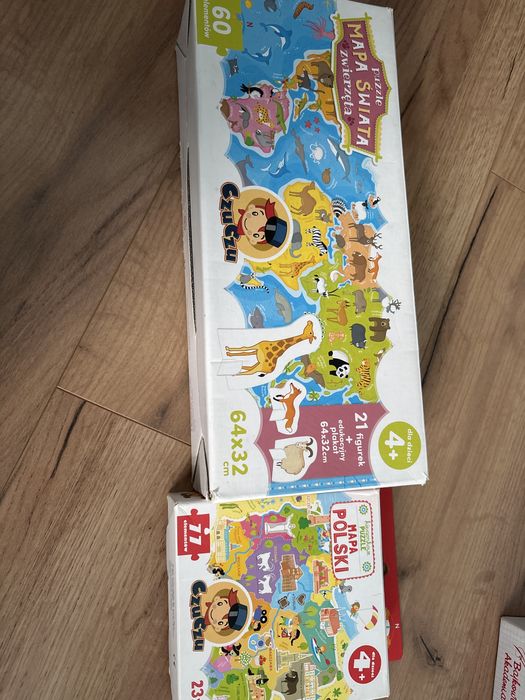 Puzzle czuczu 4+ mapa polski i swiata  zwierzeta