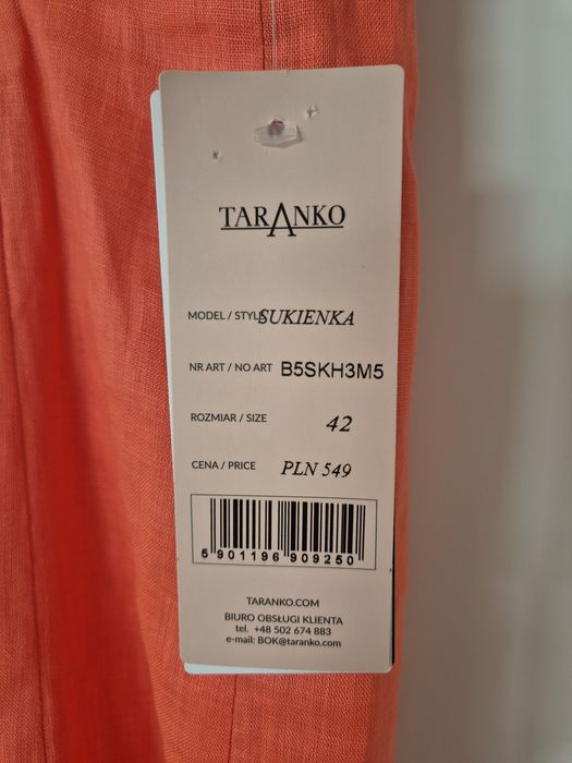 Lniana sukienka Taranko 100% len rozm  42 NOWA