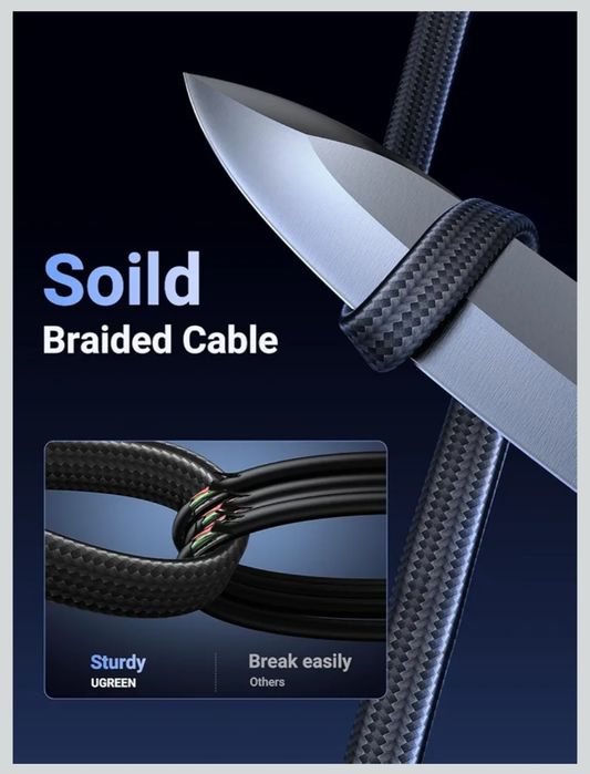 UGREEN Kabel Ethernet Cat8 Płaski Pleciony 40Gbps 2000Mhz