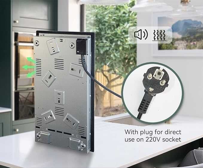 Hermitlux Płyta Ceramiczna z Wtyczką 29 cm 9 Poziomów Mocy Timer 3000W