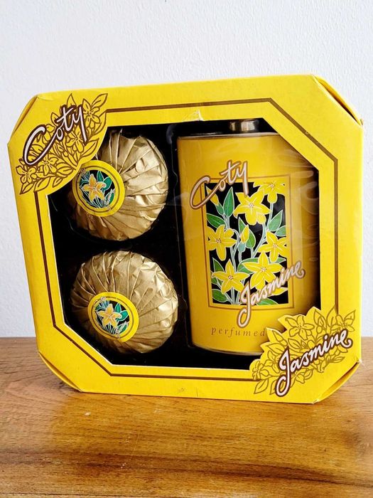 Zestaw COTY- 2 x mydełko i perfumowany talk, jaśminowe, vintage