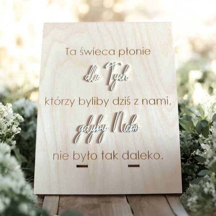Tabliczka Ta Świeca Płonie Dla Tych Tablica na Ślub Wesele Boho Rustyk