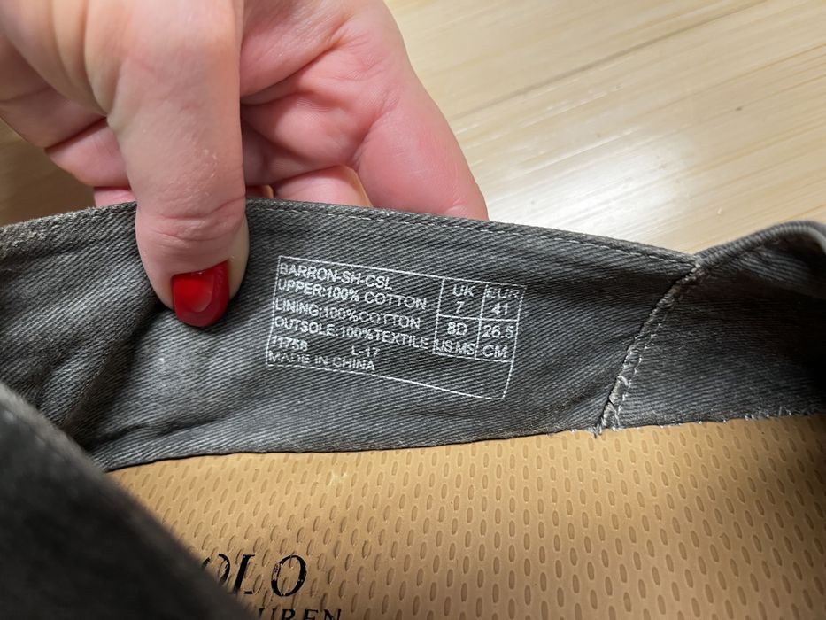 Polo ralph lauren espadryle szare modne logo 41 27 cm