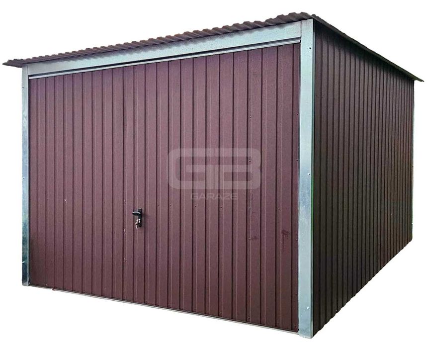 Garaż blaszany 3x4 m - wolnostojący - brama uchylna - spad w tył GB134