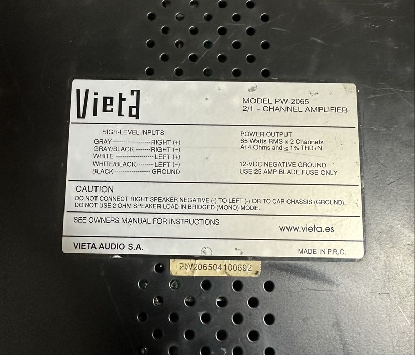 Amplificador de audio vieta