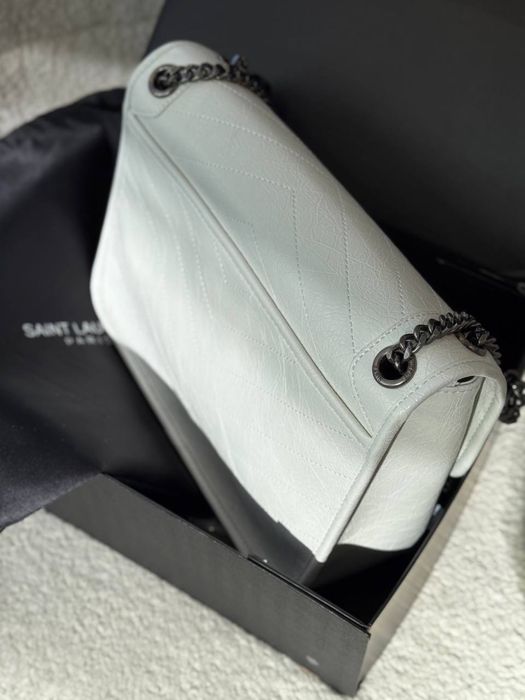 Сумка ysl лоран  saint laurent сумочка бренд біла чорна белая черная