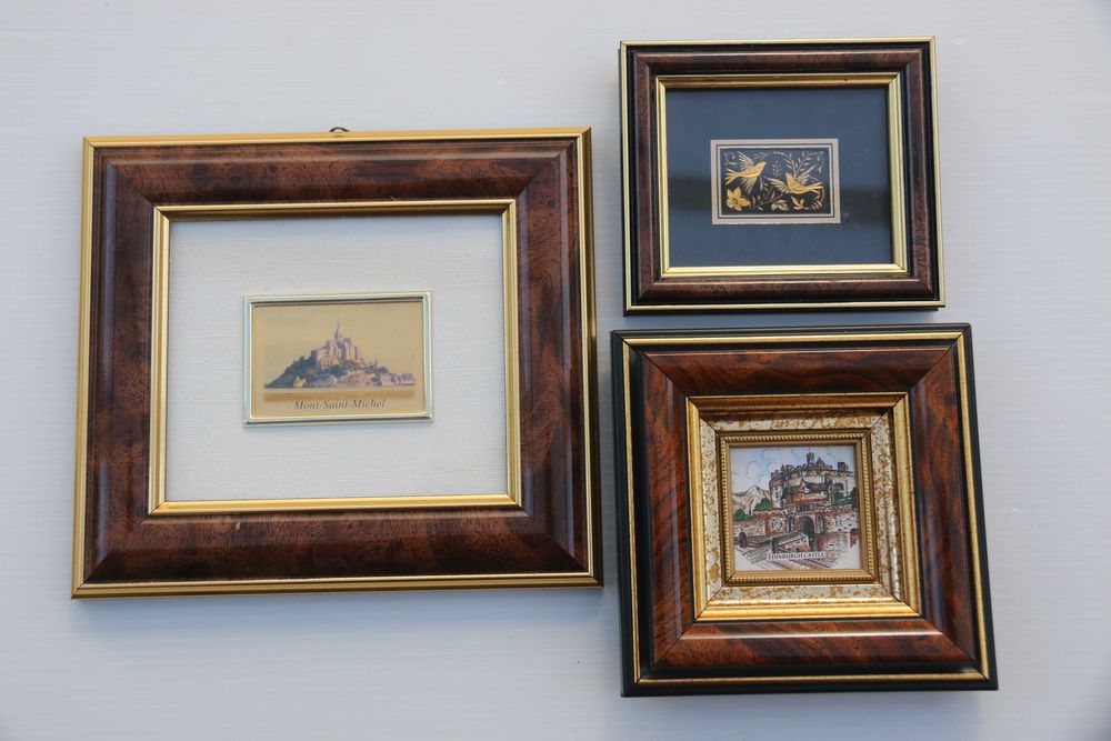 Conjunto de 3 pequenos quadros de parede