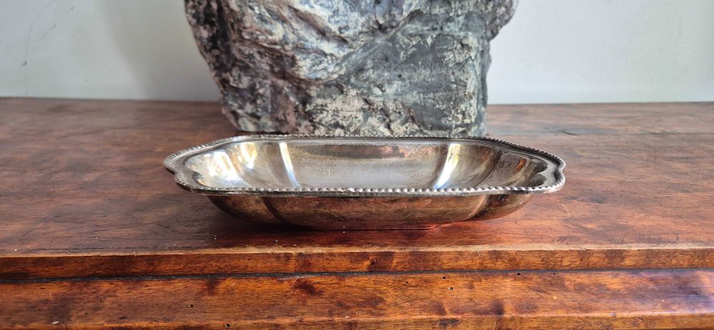 Antyk. Plater. Taca lub patera, posrebrzana, antyk glamour secesja