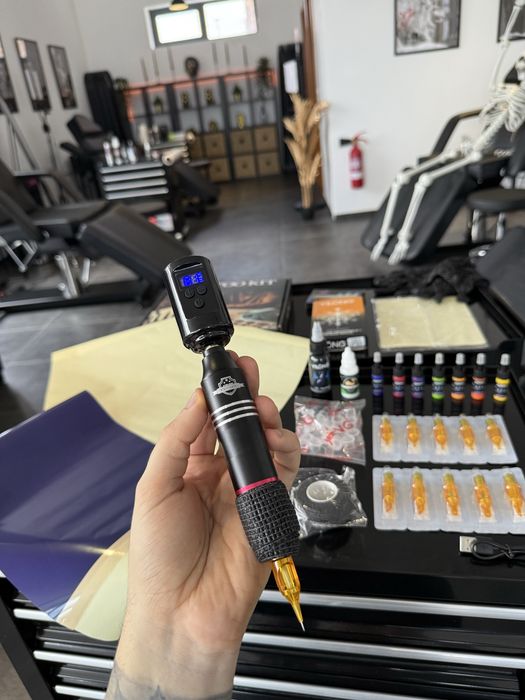 Kit Tattoo c/ Pele Treino e Instruções Completo pra fazer tatuagens / Sem fios Pen