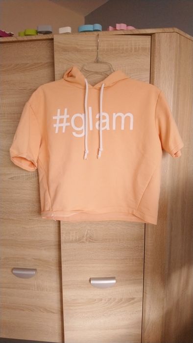 Bluza dziewczęca z kapturem pomarańczowa rozmiar 164