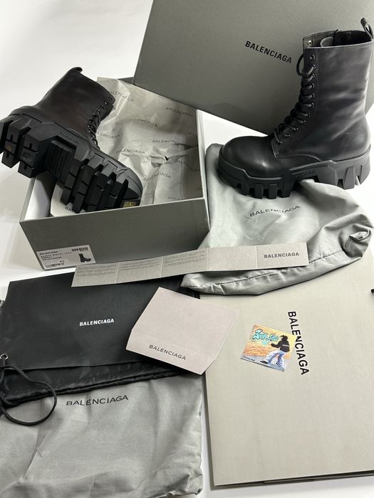 BALENCIAGA Bulldozer boots army fur leather ботинки боты черные кожа