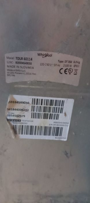 Pralka Whirlpool- panel sterowania