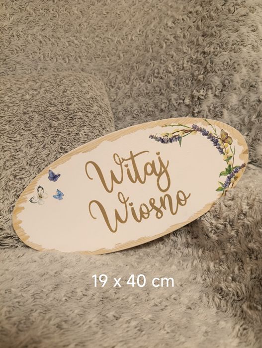 Ozdobne wiosenne tabliczki - rekwizyt foto