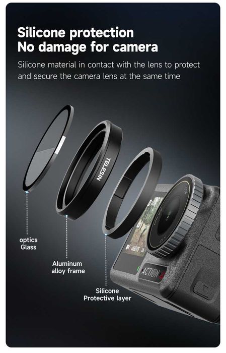 Zestaw filtrów TELESIN do obiektywu kamery DJI OSMO Action 3 4 5 PRO