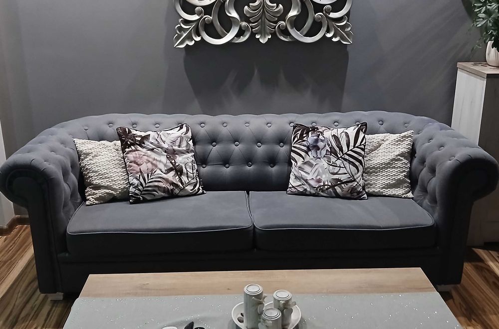 Komplet wypoczynkowy pikowany Chesterfield