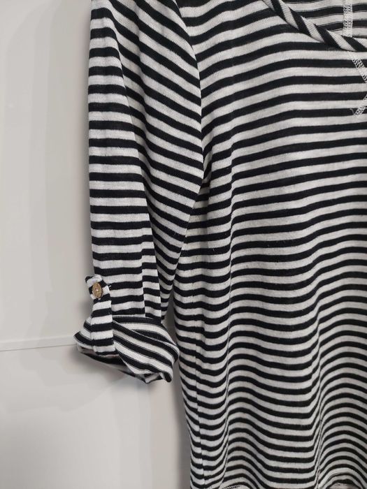 bluzka  w biało-czarne paski z rękawem 3/4 rozmiar M stan bdb