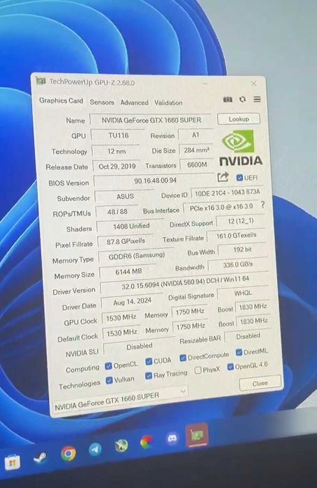 Відеокарта Asus GeForce GTX 1660 Super Dual EVO OC 6GB GDDR6