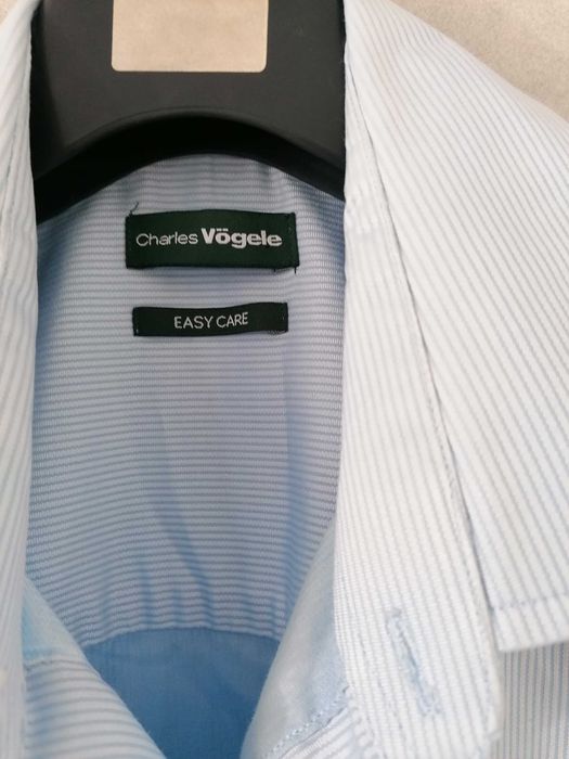 Charles Vögele easy care koszula w paski błękitna 41/42