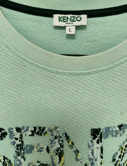 Bluza Teksturowana Cekinowe Logo Miętowa Kenzo |R. L