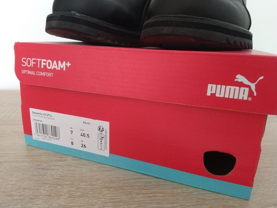 Buty zimowe Puma czarne skóra naturalna rozmiar 40,5 26 cm