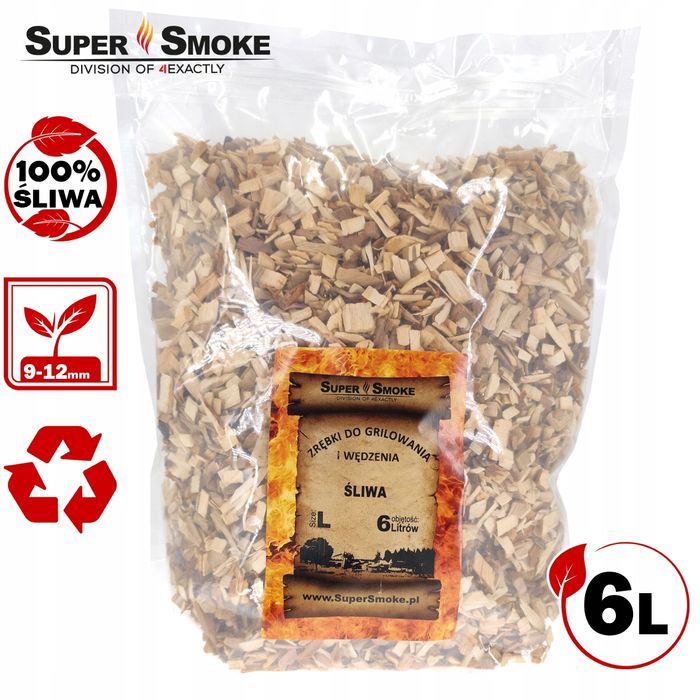 Zrębki Wędzarnicze Super Smoke ŚLIWA KL-10 (9-12mm) Large 6L Doypack