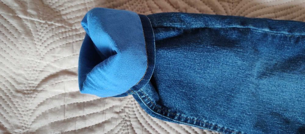 Jeansy ocieplane chłopięce 152 + koszula reporter 152 + longsleev