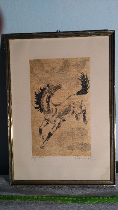 Obraz , Koń , grafika , sygnowana , cena 350 zł.