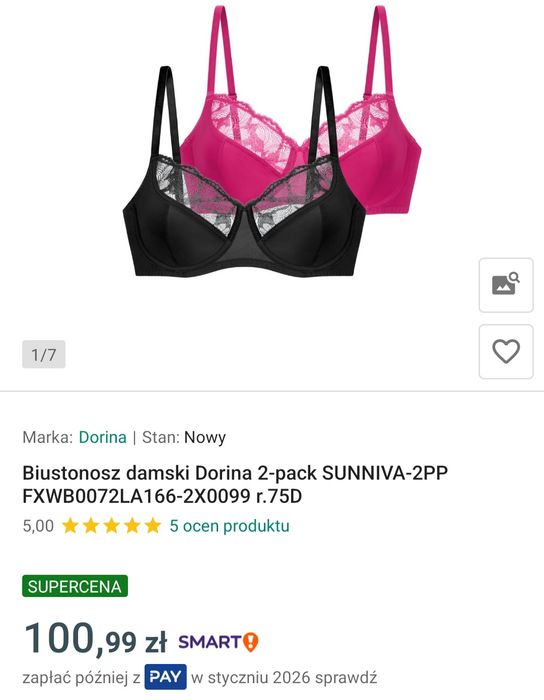 Nowy zestaw.Biustonosz damski Dorina 2-pack SUNNIVA 95E