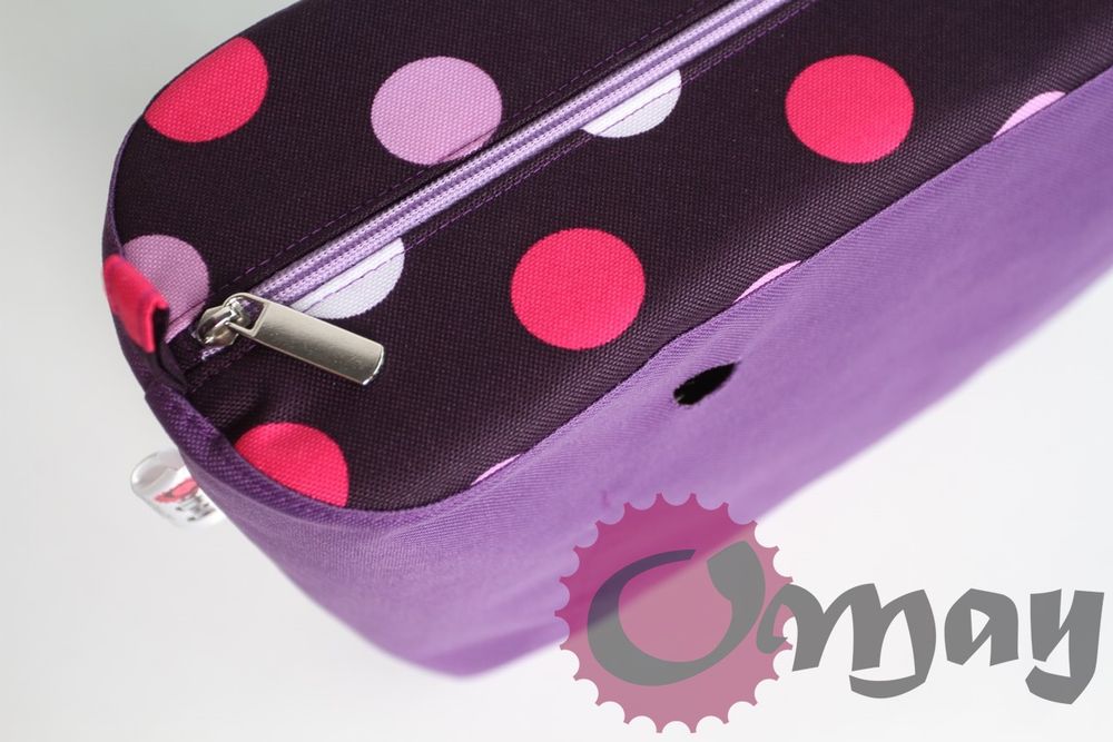 Fioletowy organizer do OBAG STANDARD grochy fiolet róż 2kieszenie OMAY