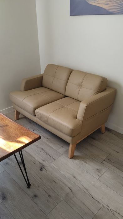 Dwie sofy dwuosobowe skóra naturalna