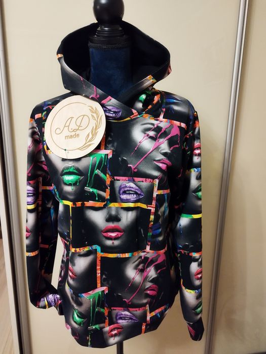 Bluza damska z kapturem Unikat Twarze M mega wyprzedaż