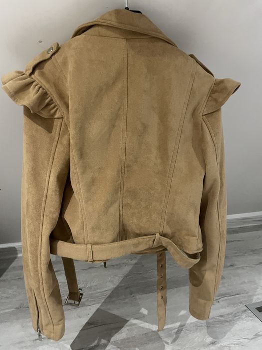 Zamszowa kurtka ramoneska damska flamant rose S