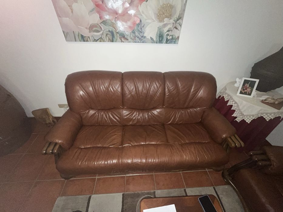 Conjunto de Sofás de Couro