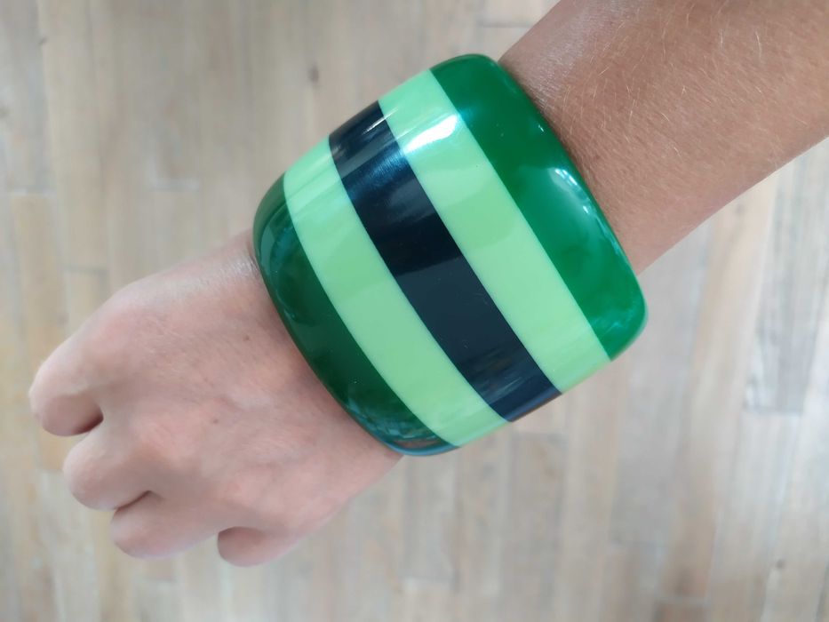 Bransoletka Solar szeroka bransoleta w paski czerwona zielona