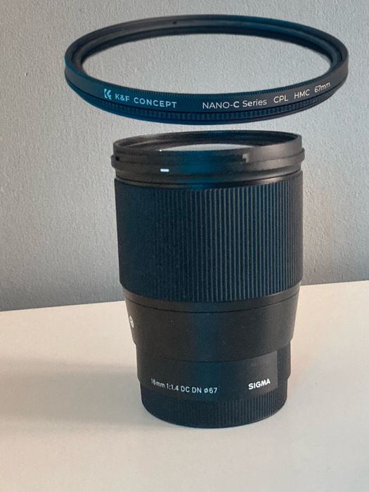 Sigma 16mm F1.4 Filtr K&F CPL 67mm Sony E-mount Obiektyw Szerokokątny