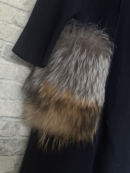 Новый шерстяной кардиган с натуральным мехом