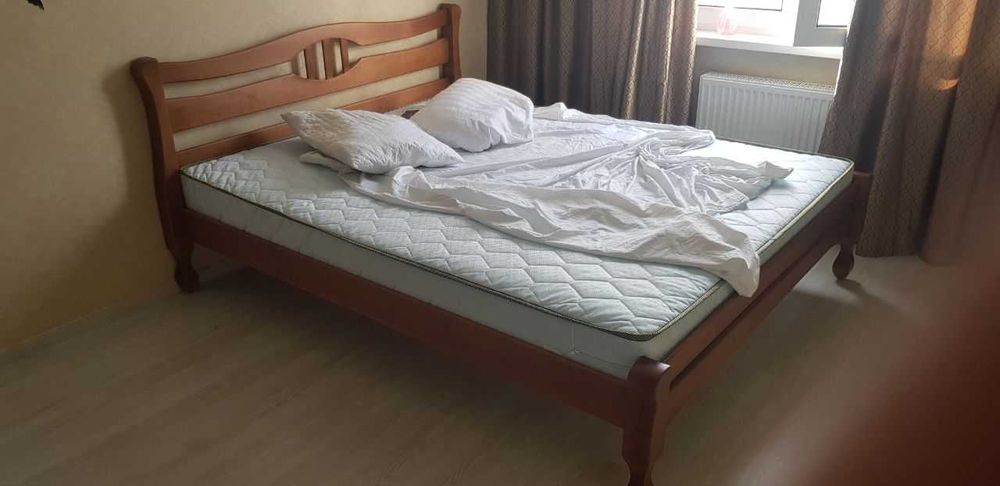 Кровать. Ліжко двоспальне з дерева. Ліжко дерев'яне Даллас з Вільхи