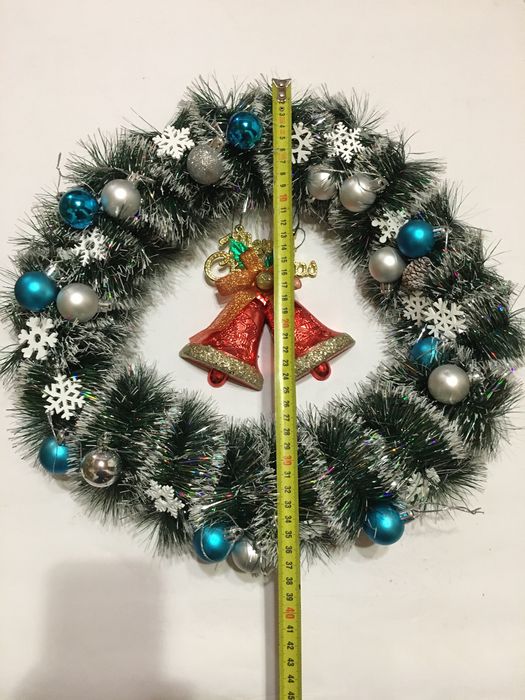 Новорічний вінок на двері /  діаметр 37 см / різдвяний вінок