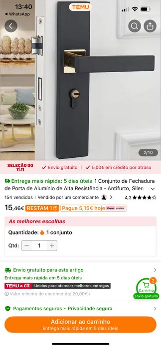 Fechadura preta, imponente e elegante