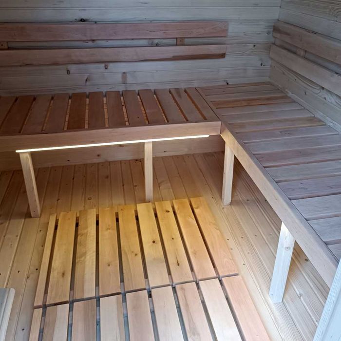 Sauna Ogrodowa QUADRO, Opcje: Piec na Drewno i Elektryczny, LED Kolory